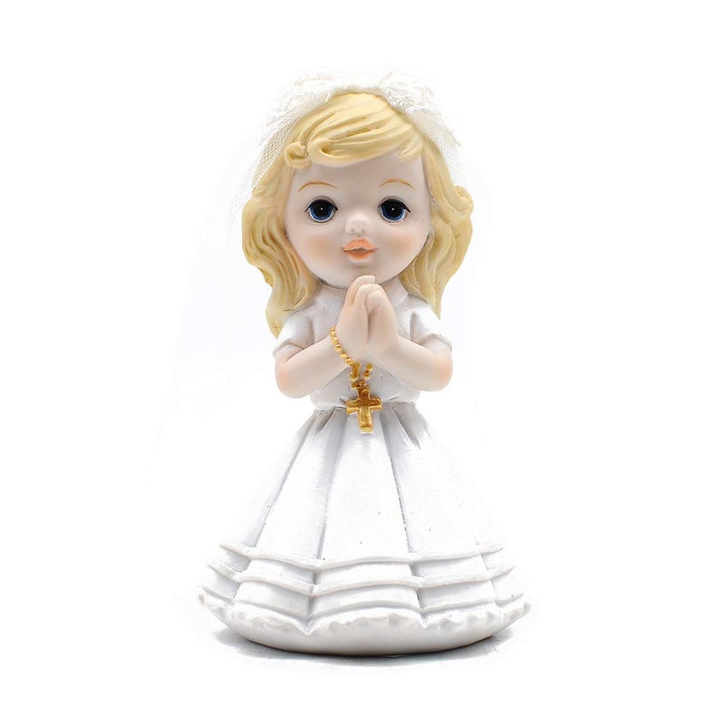 Comfy Hour First Holy Communion Gift for Girls - Praying Girl Figurine with Rosary - 6.7 Inch Catholic Religious Keepsake for Baptism, Confirmation, Christening - Hand-Painted Resin Statue - Image 1